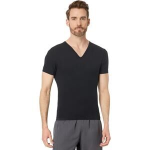 Spanx Men's Cotton Spandex V-Neck T-Shirt Short Sleeve Classic Black XXL NWT